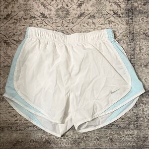 Nike Women's Athletic Shorts in White and Light Blue